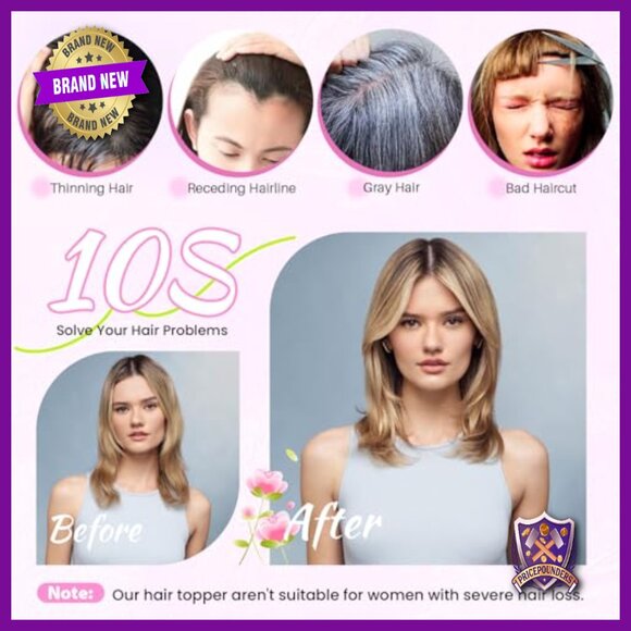 10 Inch Human Hair Topper Swiss Base Handmade Hairpiece for Thinning Hair main image 6